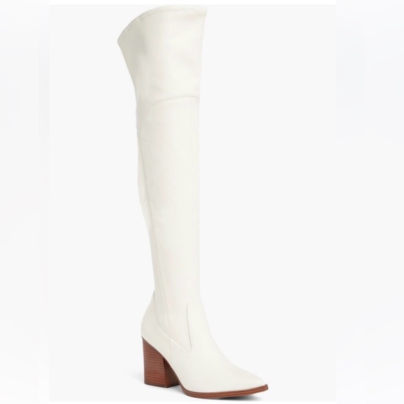 Marc Fisher Shoes - MARC FISHER
Meyana White
Faux Leather Over The Knee
Block Heel Boots Size 8